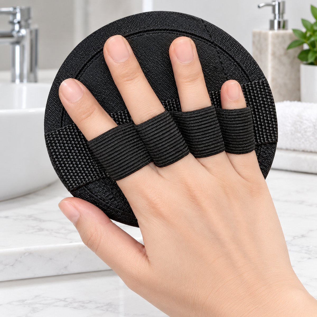 Round Bath Scrub Pad with Finger Loops 7
