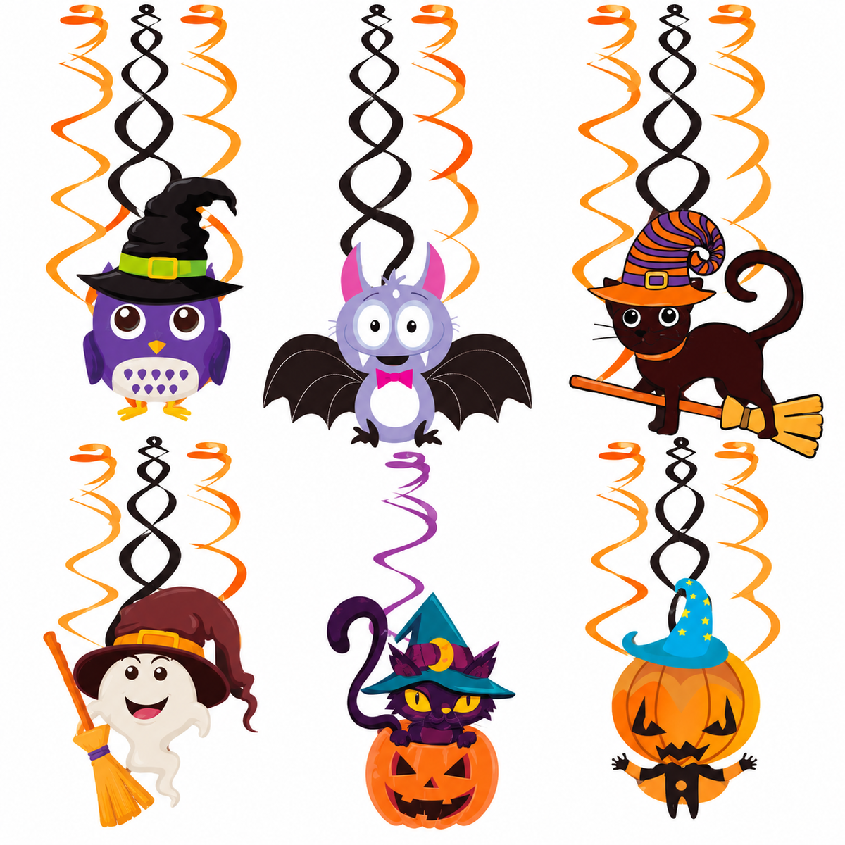 Halloween Character Hanging Decorations with Swirls