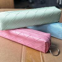 3DFaux Leather Grid Pencil Case