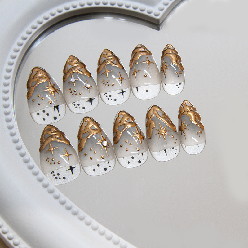 Moon Sun Embellished Irregular Press On Nails - image 2