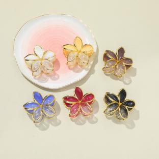 Gold-Edged Gradient Plumeria Hair Claw 8cm