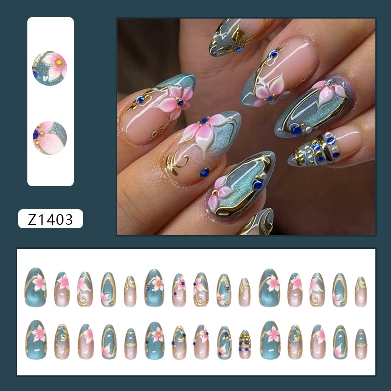 Golden Lily Cat Eye Sculpted Press On Nails - replacement image 2
