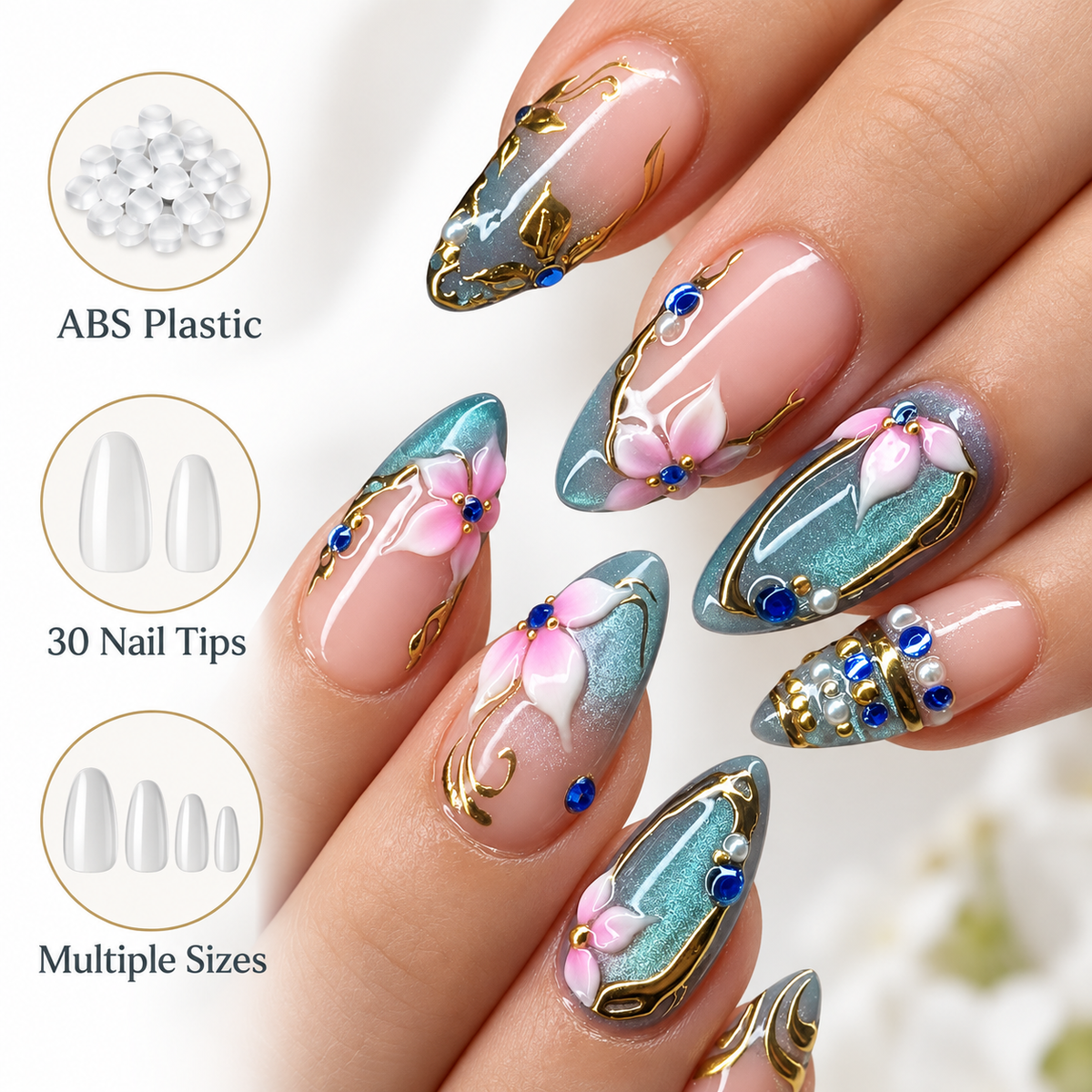 Golden Lily Cat Eye Sculpted Press On Nails - image 7