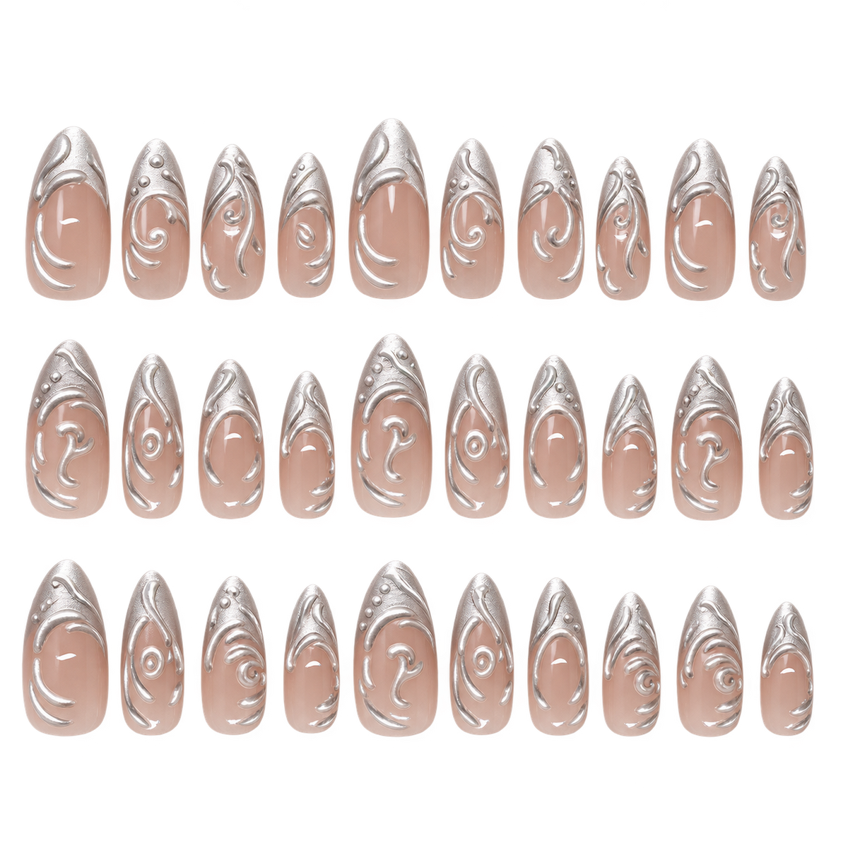 Liquid Silver Sculpted Press On Nails - image 2