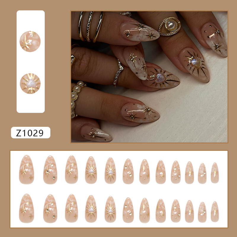 Water Starburst Shimmer Almond Press On Nails - image 6