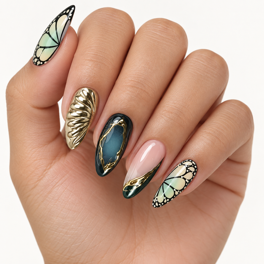 Midnight Galaxy Dark Wave French Press On Nail Set