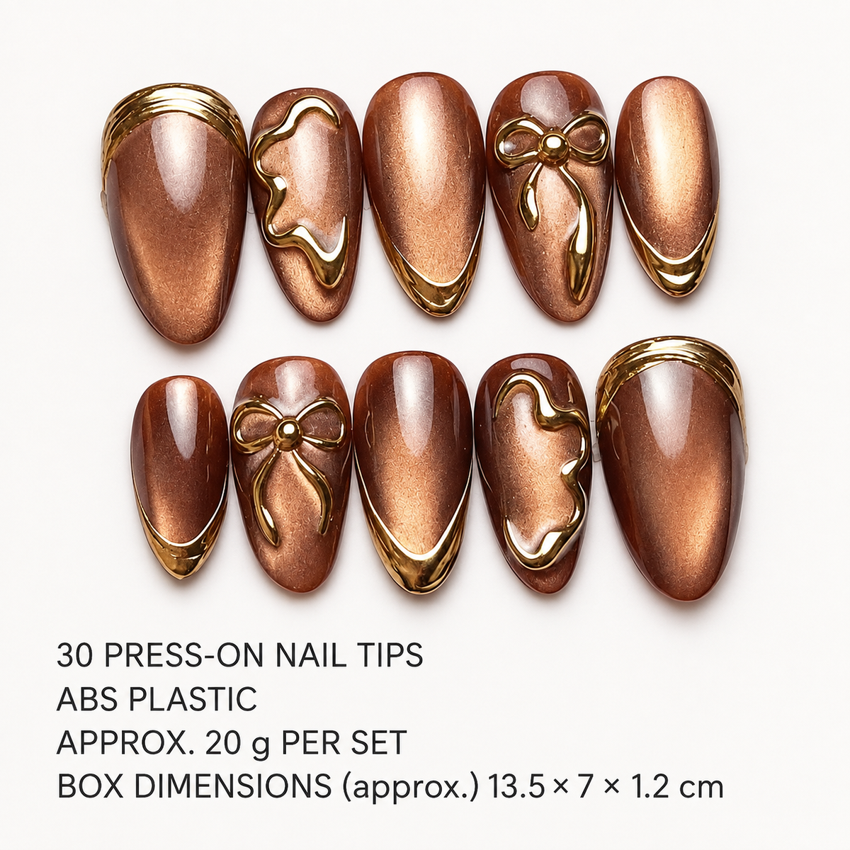 Gilded Mirage Cat Eye Bow Press On Nail Set