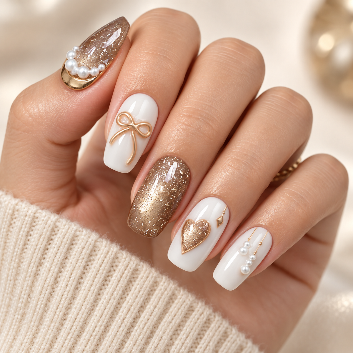 Champagne Golden Years Cat Eye Press On Nail Set · mproduct-42cdc9a706cb4030471f