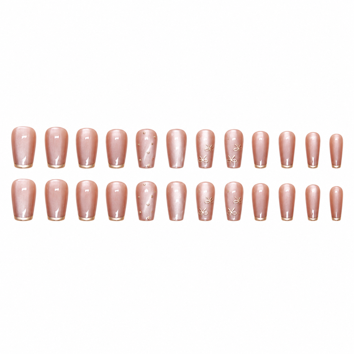 Luminous Bow Cat Eye French Press On Nail Set