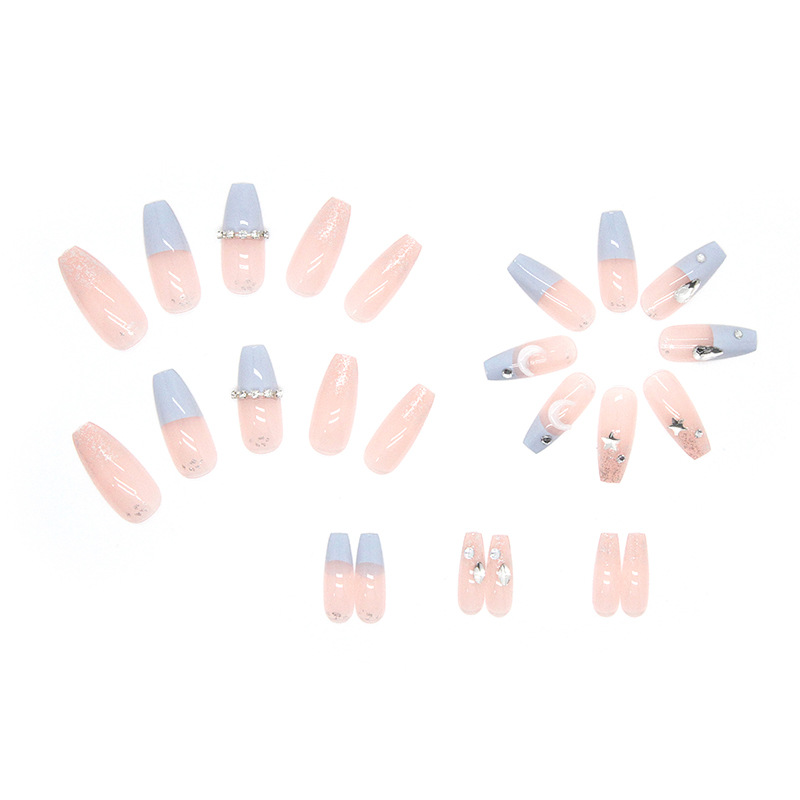 Sea Salt Blue Star Moon Press On Nails - replacement image 1