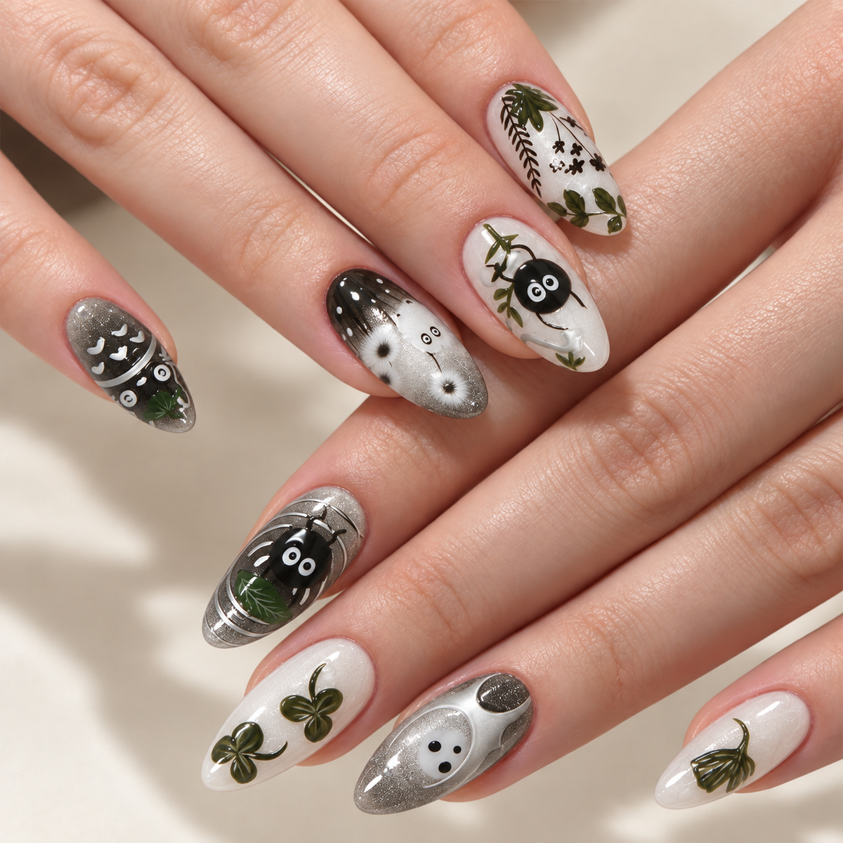 Sweet Cool Cat Eye Forest Press On Nails - image 1