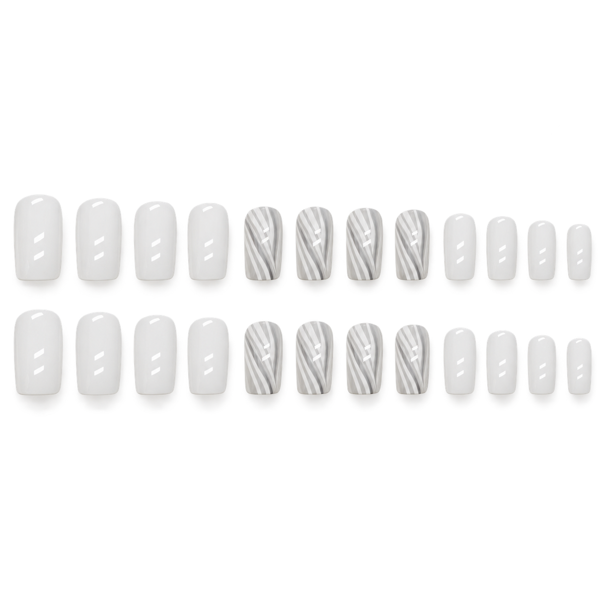 Gray White Woodgrain Hills Press On Nail Set