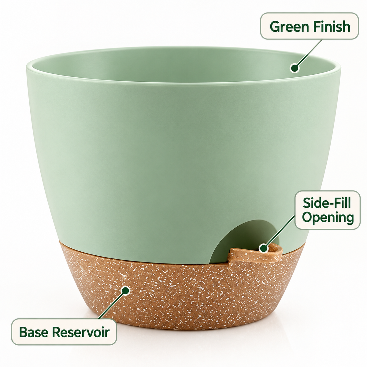 7-inch Green Side-Fill Self-Watering Planter 7