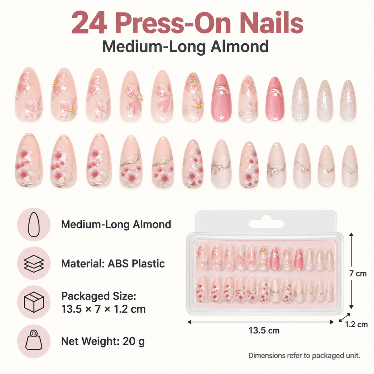 Cat Eye Gold Floral Almond Press On Nails - image 4