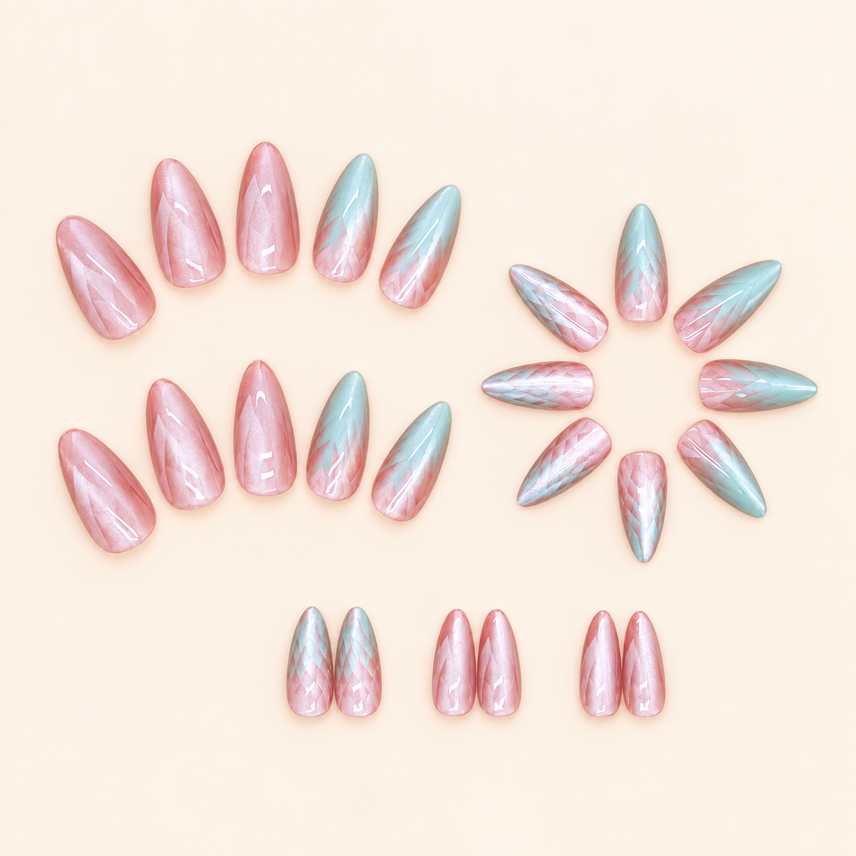 Glazed Cat Eye Gradient Almond Press On Nails - image 2