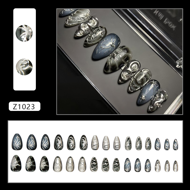 Dark Metallic Sparkle Almond Press On Nails 30 Piece Set - image 6
