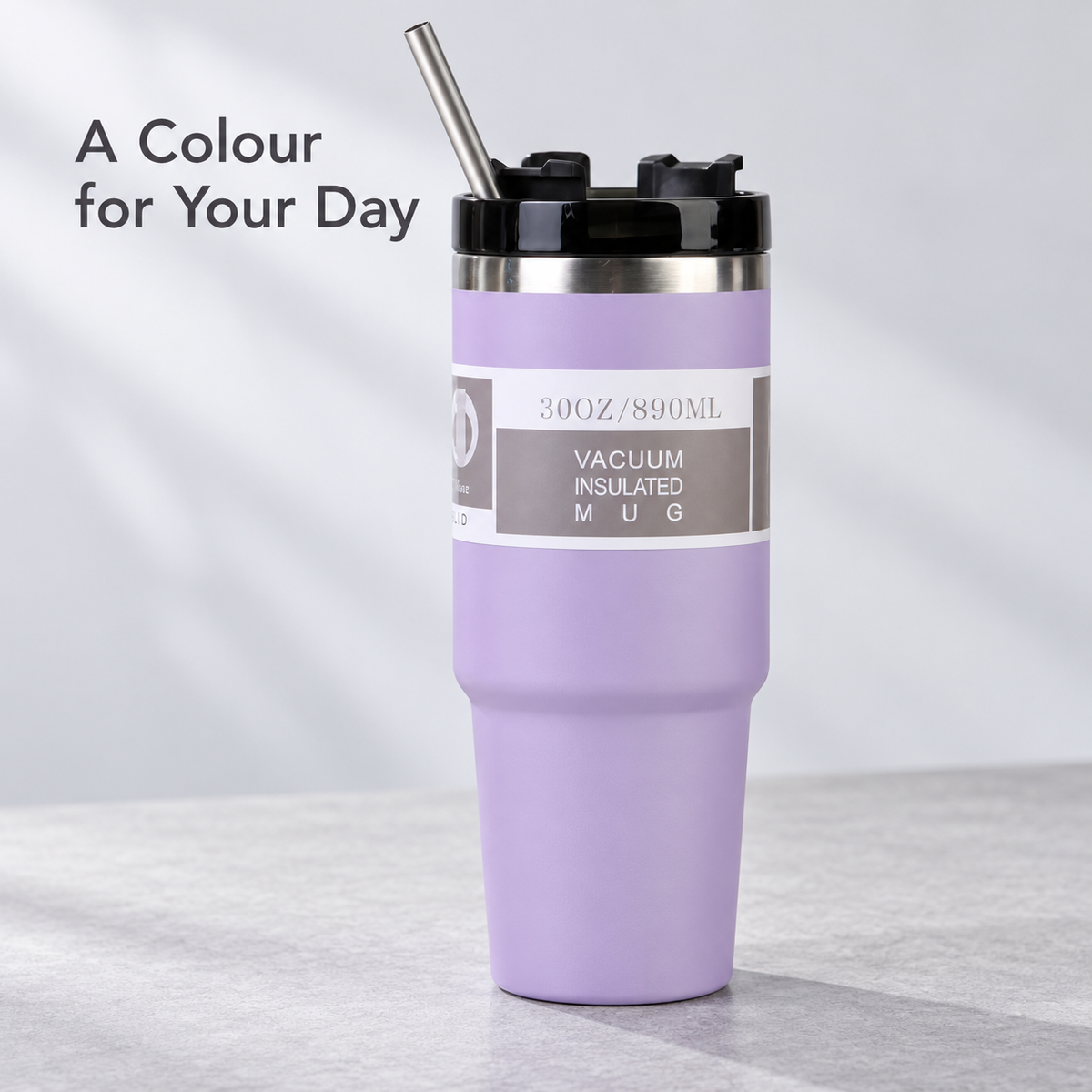 30 oz Rotation-Lid Tumbler with Metal Straw 6