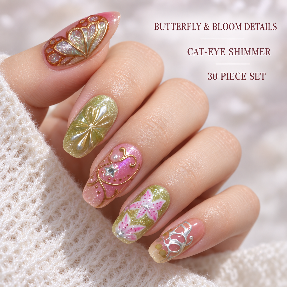 Mirror Bloom Butterfly Dream Cat Eye Press On Nail Set · mproduct-20f8e593c39698fa7d65