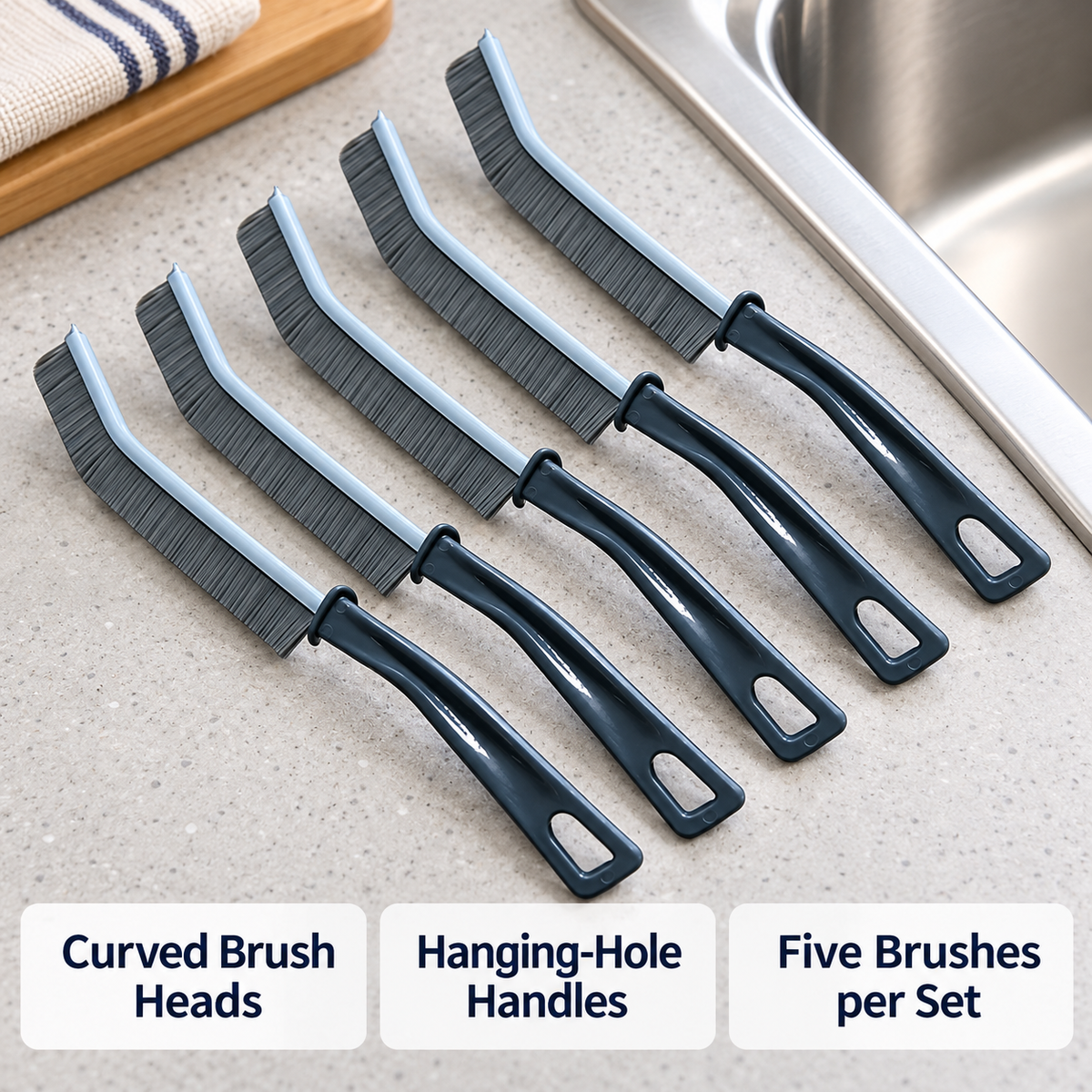 5-Pack Curved Crevice Cleaning Brushes 8