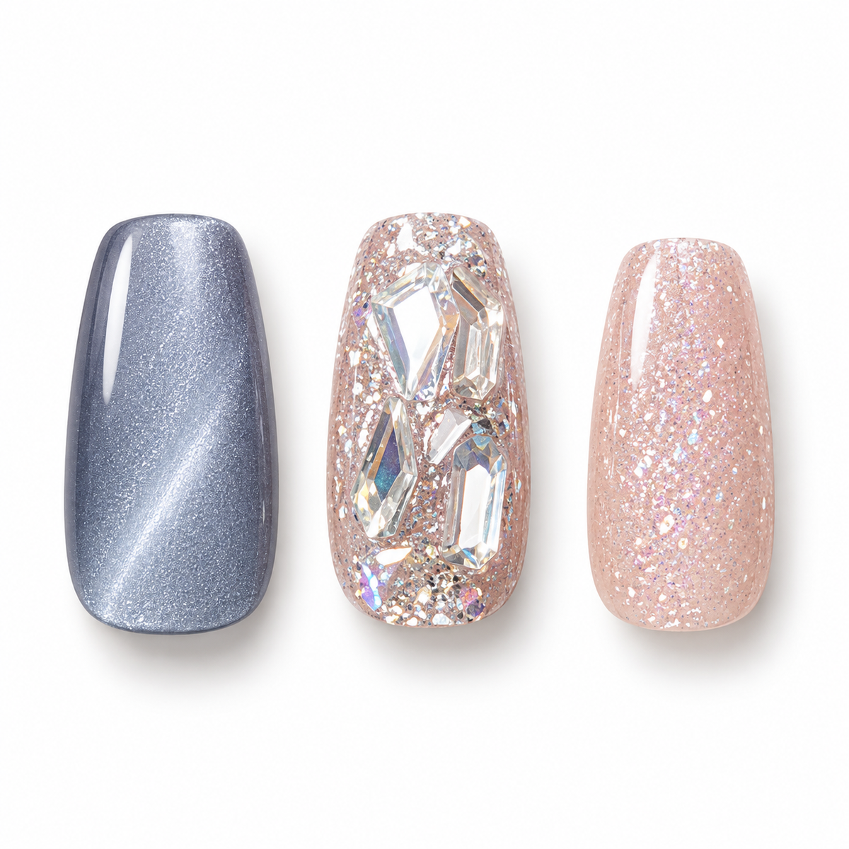Glacier Blue Cat Eye Ballet Press On Nail Set