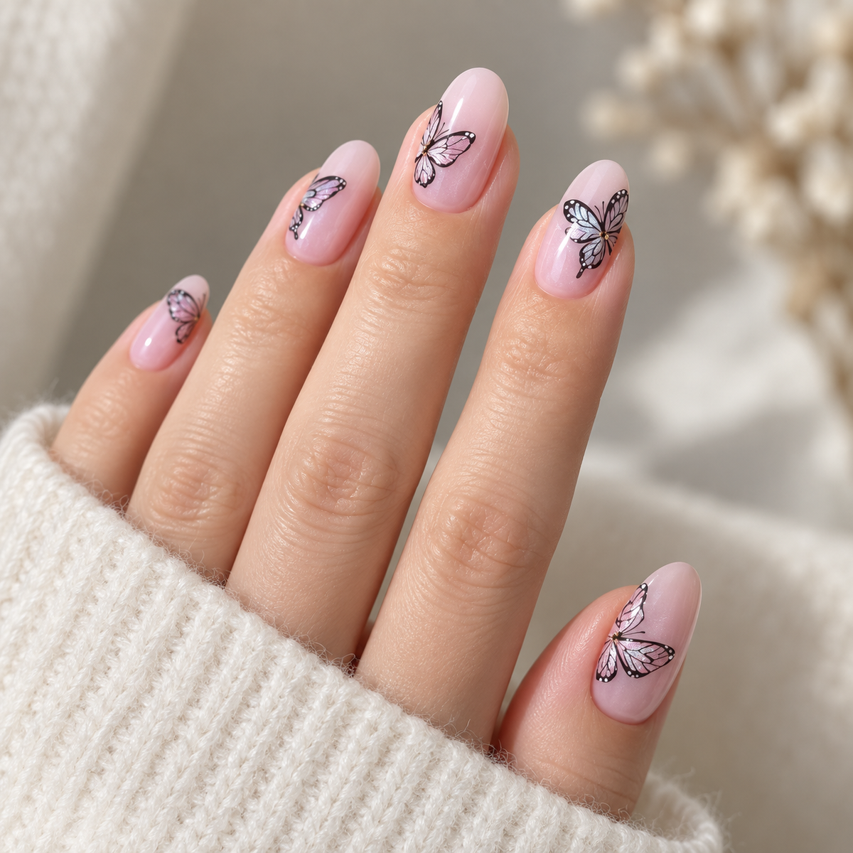 Luminous Cat Eye Butterfly Press On Nail Set