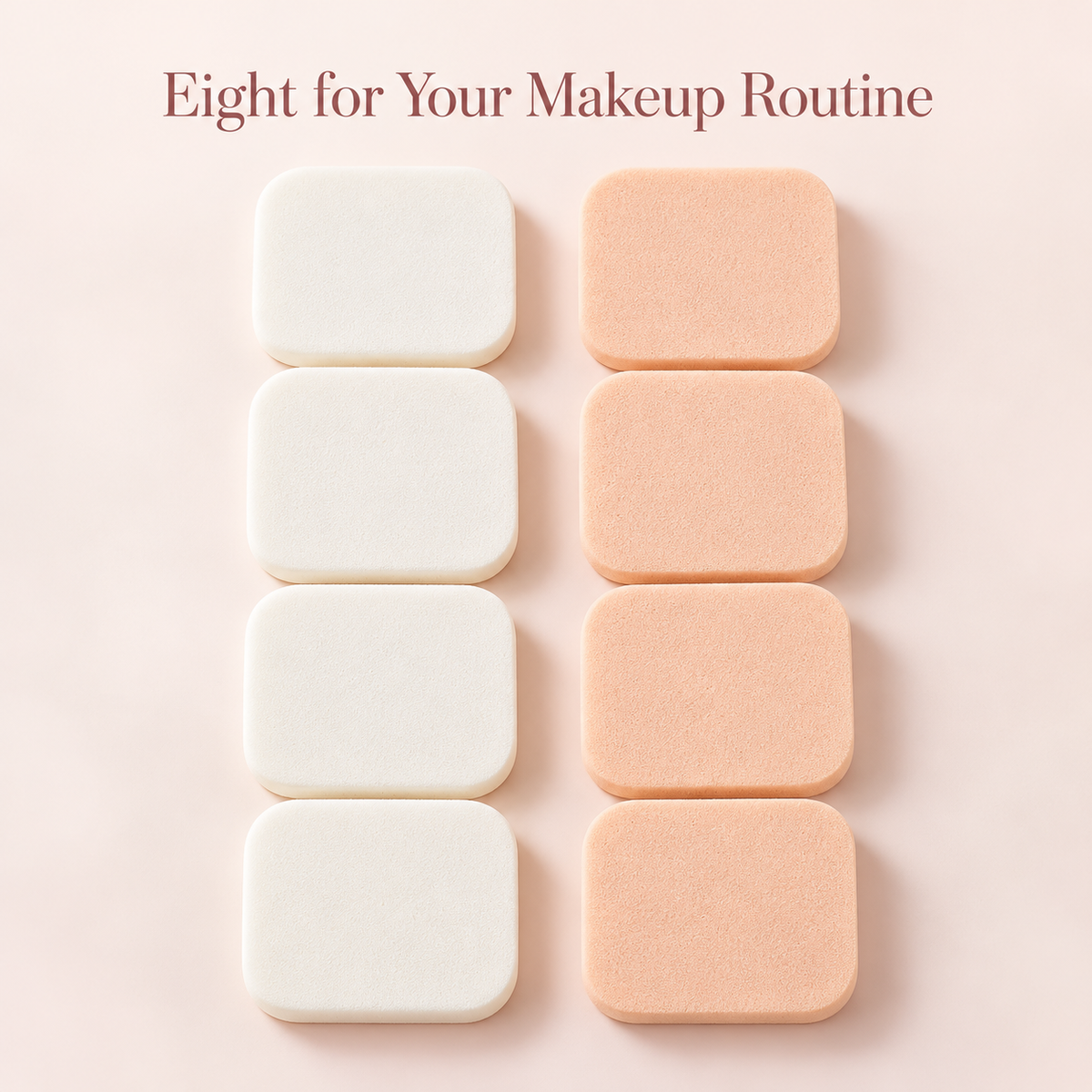 Square Makeup Puffs – 8-Piece White & Nude Set 5