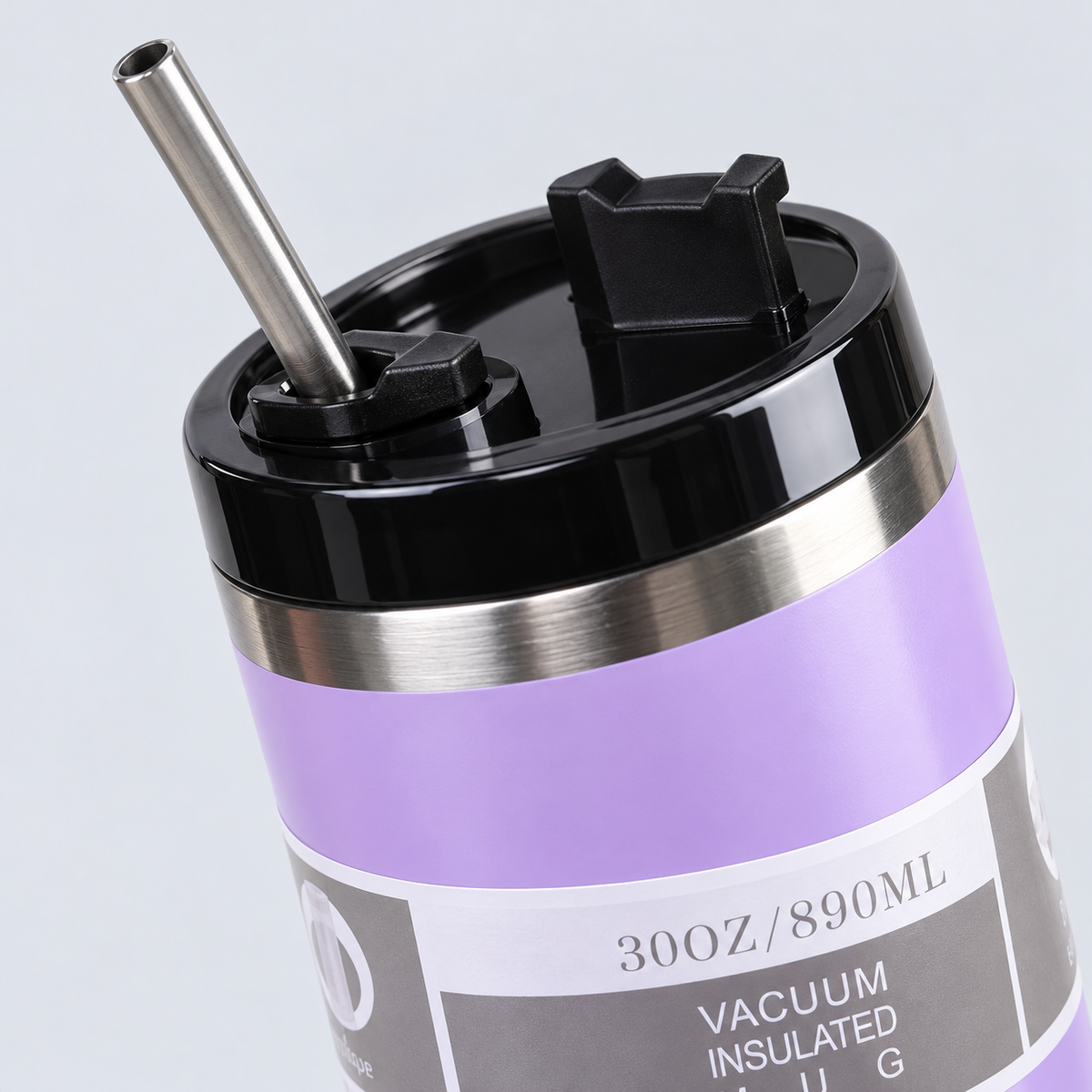 30 oz Rotation-Lid Tumbler with Metal Straw 5