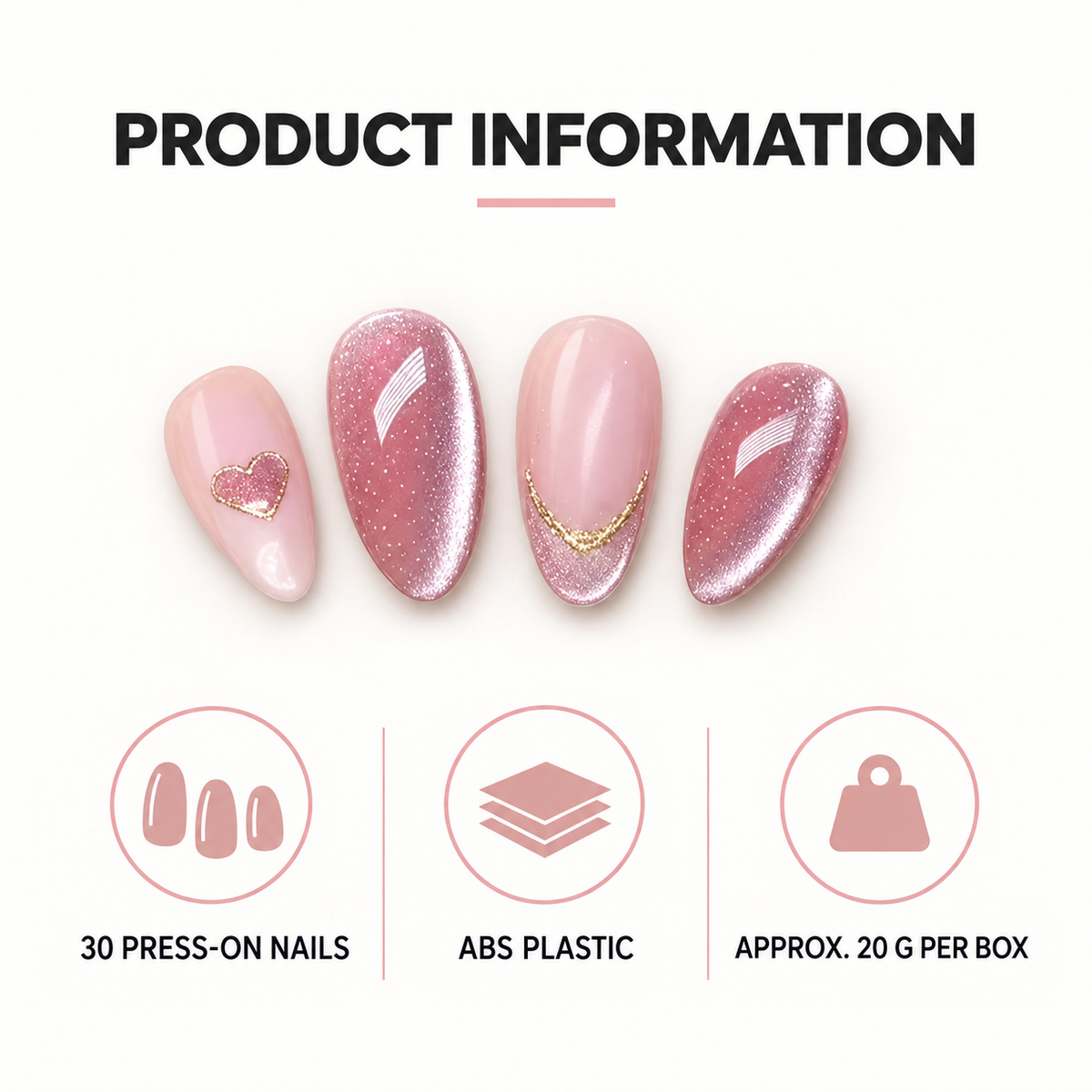 Gilded Heart Taro Cat Eye Press On Nail Set