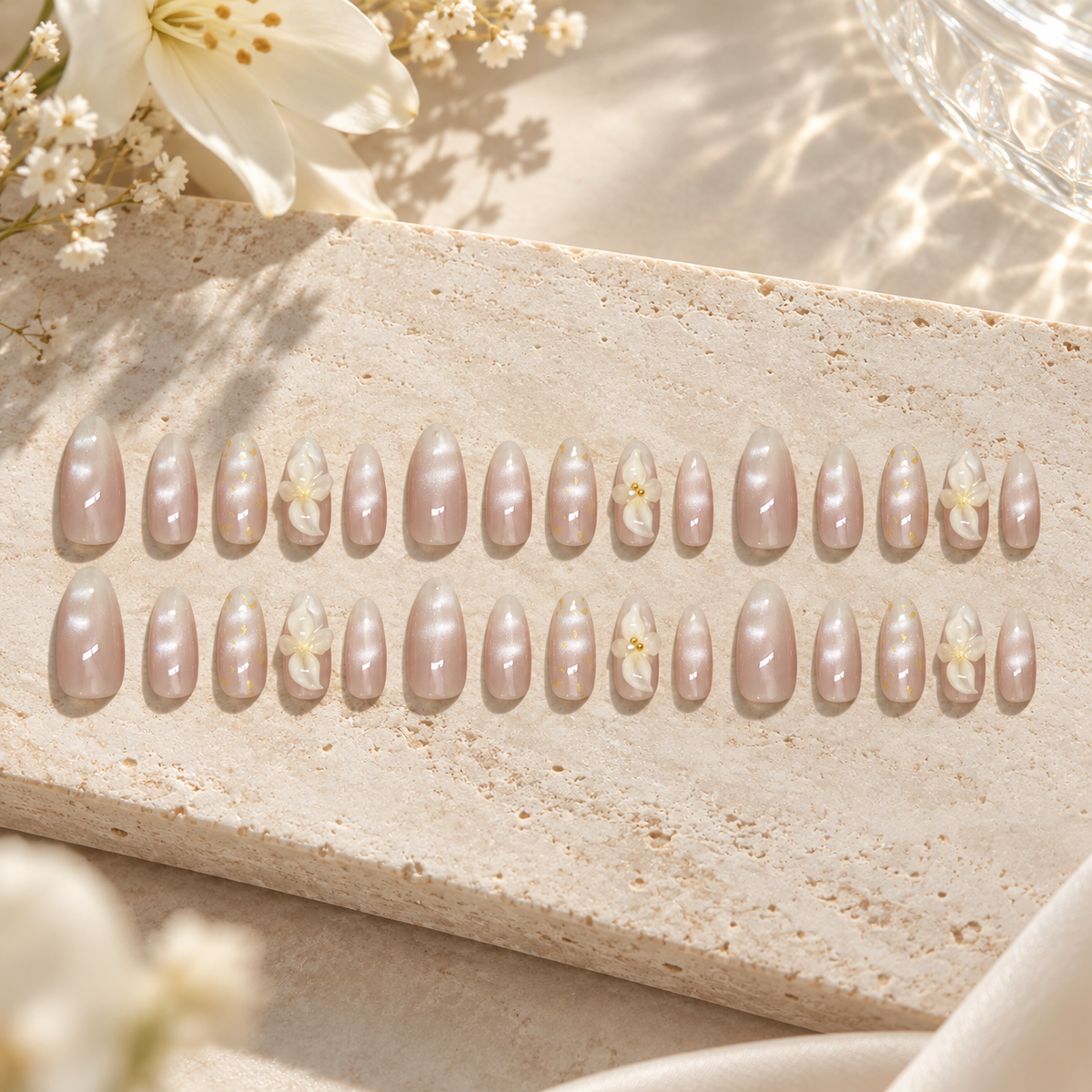Pale Gold Ice Lily Cat Eye Press On Nail Set · mproduct-01aa22b82711960023b2