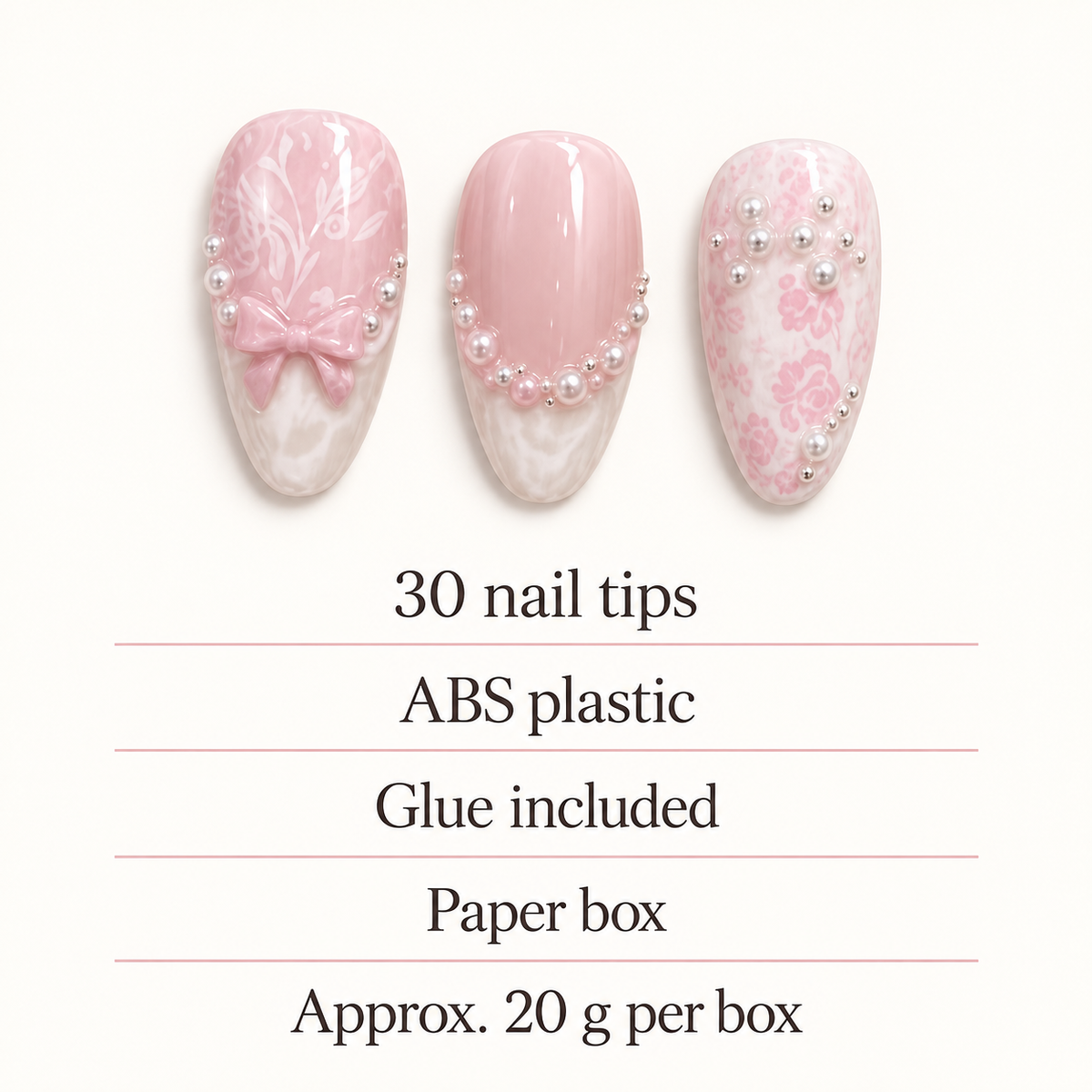 Sugar Pearl Bow French Press On Nail Set · mproduct-0218e25f0b9041b51cb5
