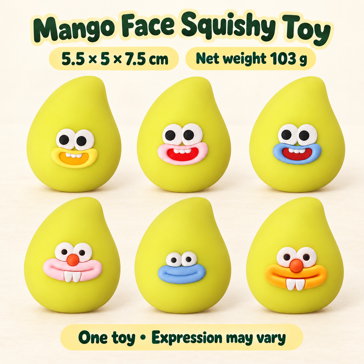 Yellow Mango Squishy Toy with a Rounded Shape and Funny Face · mproduct-05e3d26343639f60e602