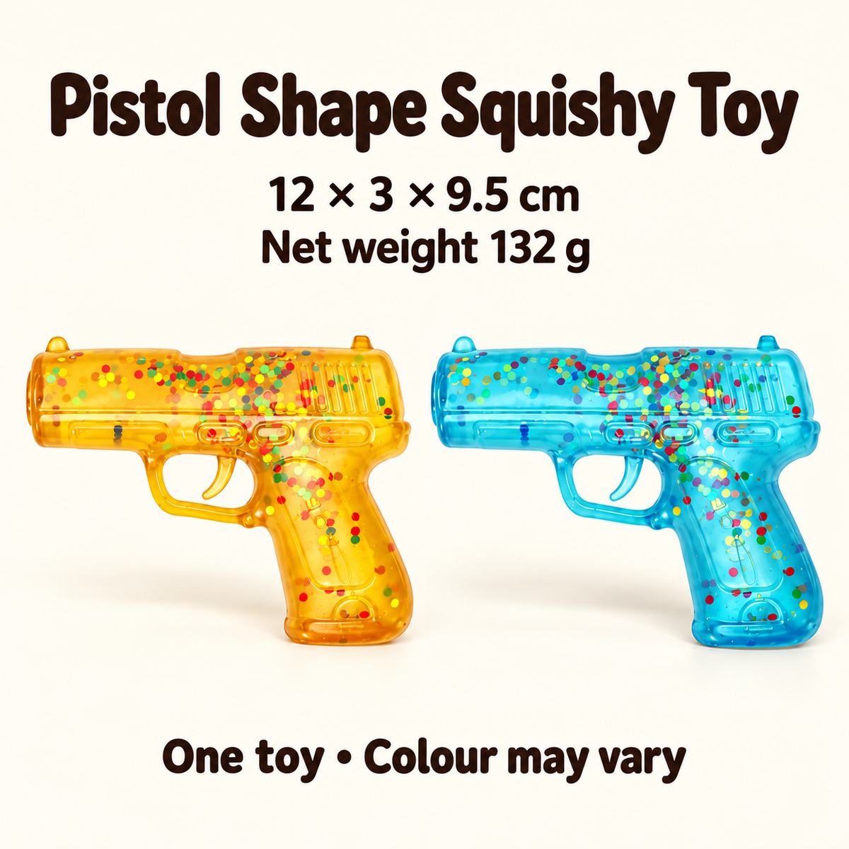 Pistol Shaped Squishy Toy with a Colourful Confetti Design · mproduct-05e4cc5b62051b4bd8ff