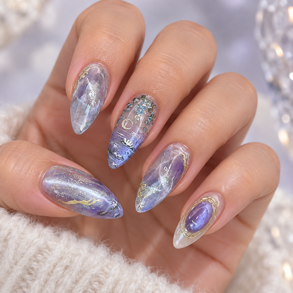Blue Purple Galaxy Cat Eye Press On Nail Set · mproduct-07762c587ead2186f824