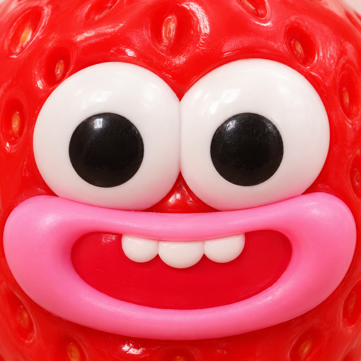 Strawberry Crunchy Squishy Toy with a Smiling Face and Leaf Top · mproduct-08563e261080d373cfd3