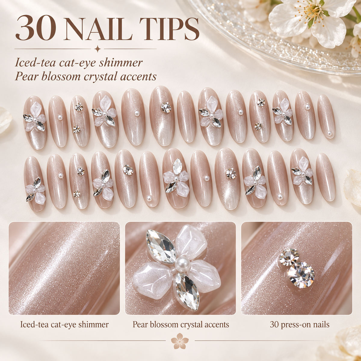 Iced Tea Pear Blossom Cat Eye Press On Nail Set · mproduct-09b502f15c06eec8ca61