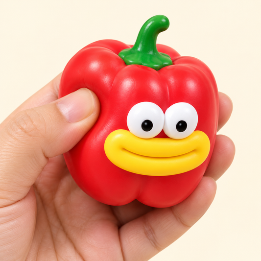 Bell Pepper Crunchy Squishy Toy with a Green Stem and Funny Face · mproduct-0b5f225f3df627bc9cb7