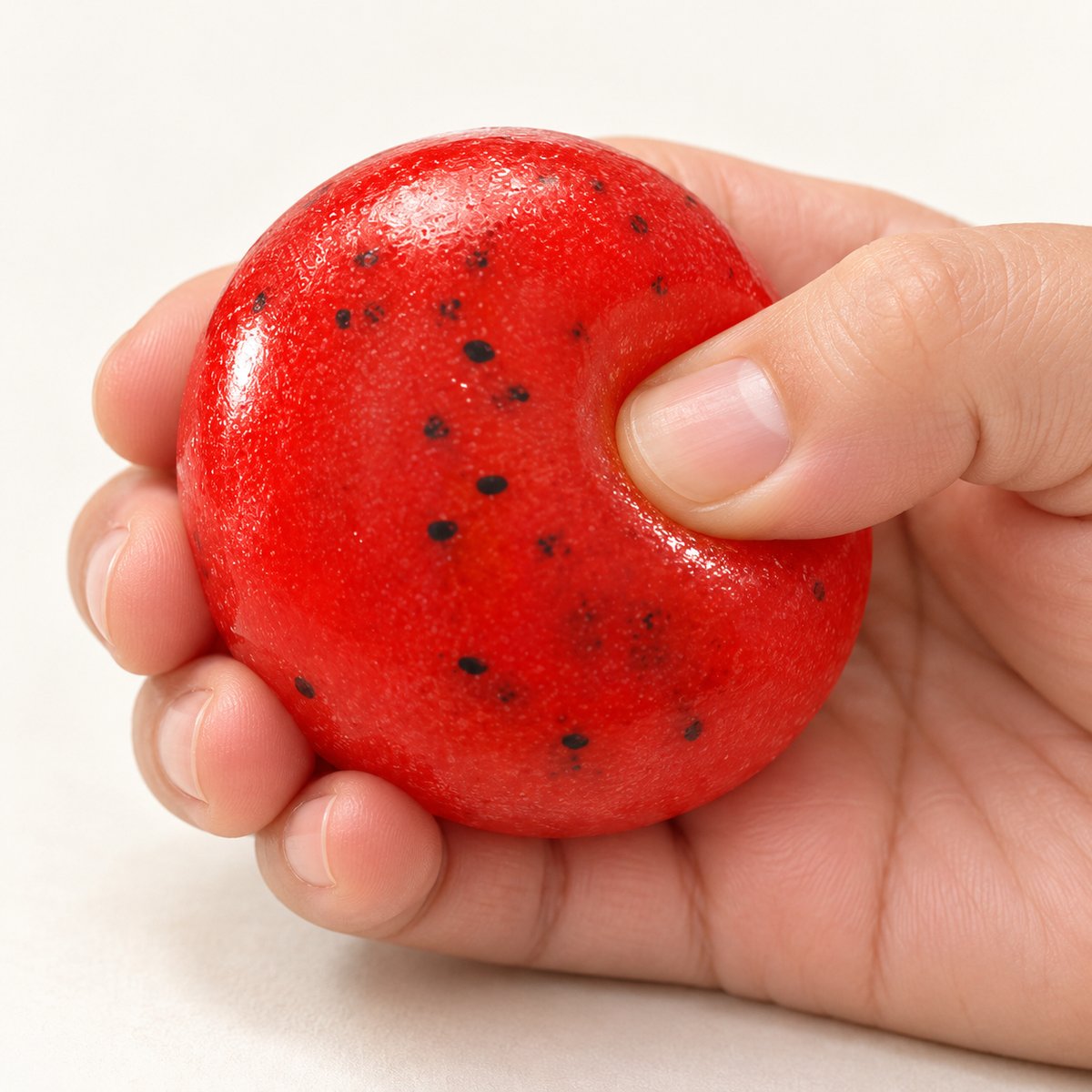 Red Squishy Ball with Black Speckles for Squeeze Play · mproduct-0b6bc45c3c6f1e91997c