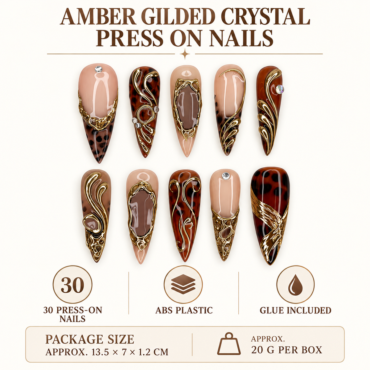 Amber Gilded Crystal Almond Press On Nail Set · mproduct-108234e762e7a8ce04df