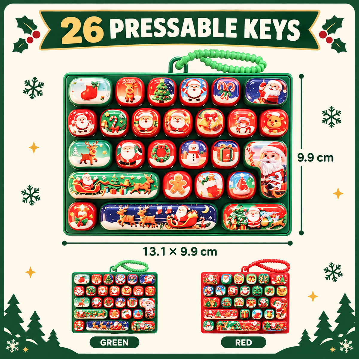Christmas 26 Key Sensory Keyboard Keychain Red and Green · mproduct-10cbbbb235702ea632e5