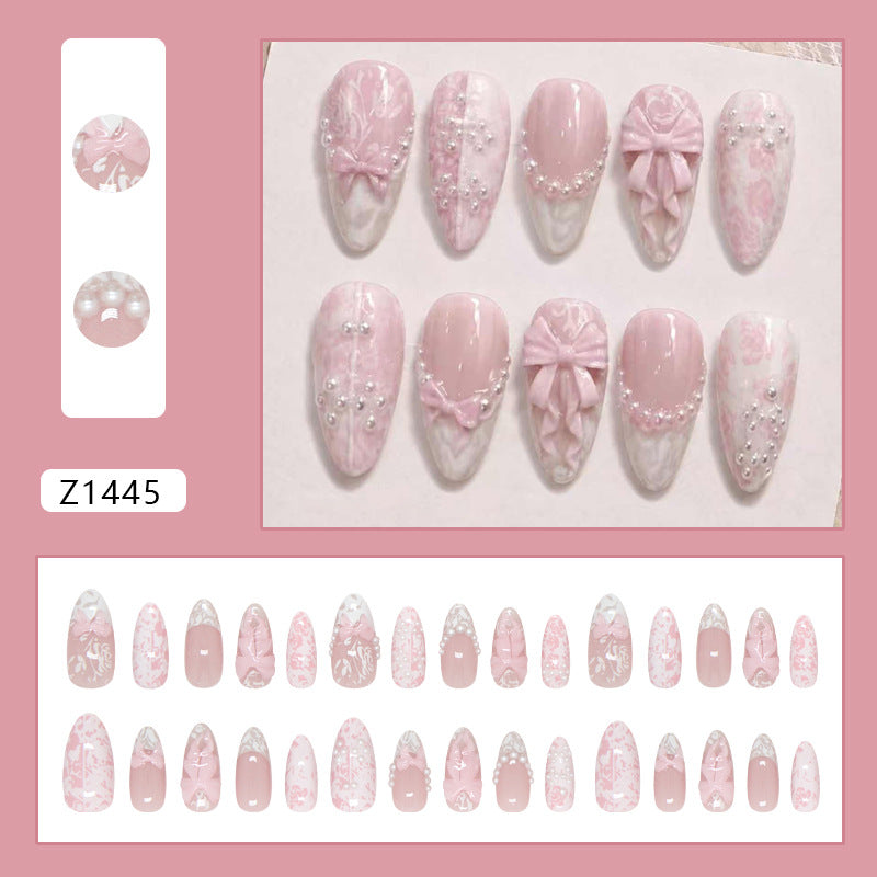 Sugar Pearl Bow French Press On Nail Set · mproduct-130567f14b66dec6d0c5