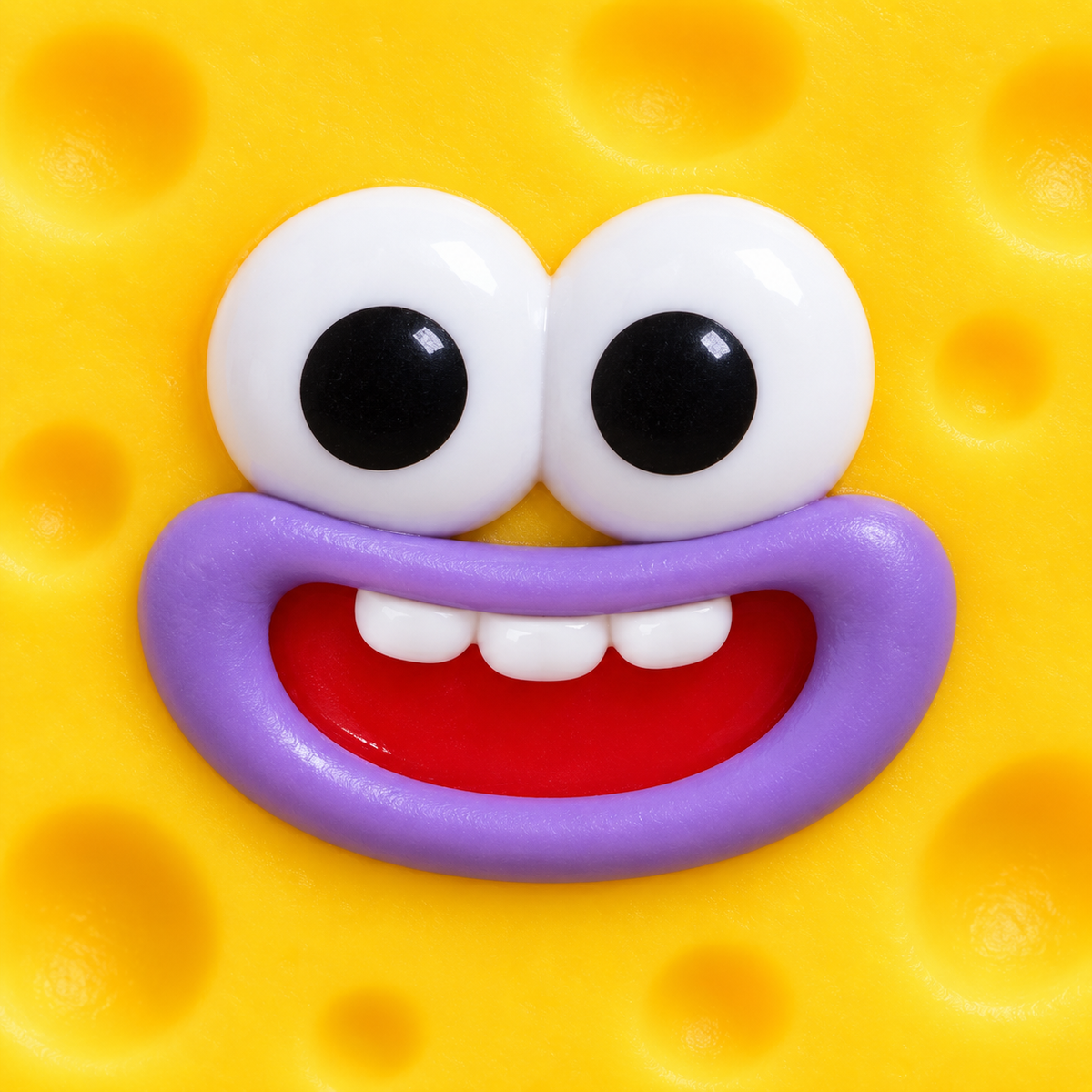 Square Cheese Crunchy Squishy Toy with Dimpled Sides and Funny Face · mproduct-18def89890206e979792