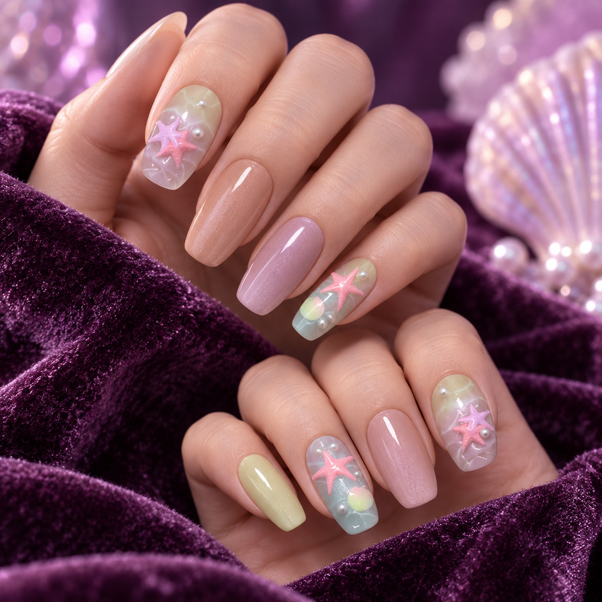 Seaside Pearl Shell Cat Eye Press On Nail Set · mproduct-1e501487872f1fedcfab