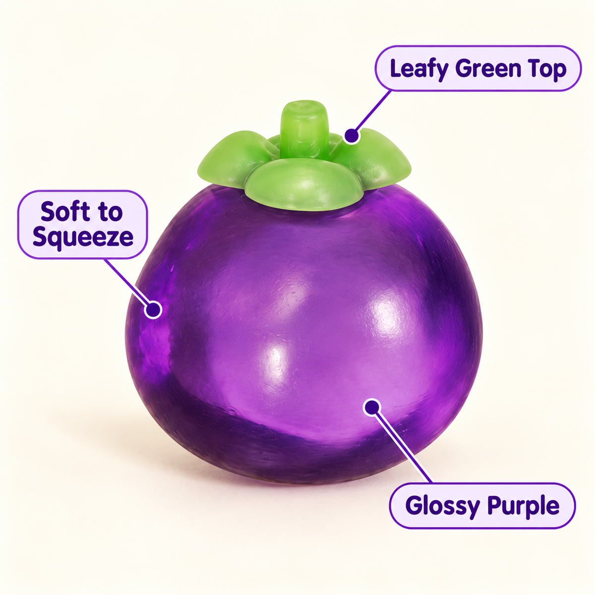 Purple Mangosteen Squishy Toy with a Green Leaf Top · mproduct-1f332b518ddb43da8dc3