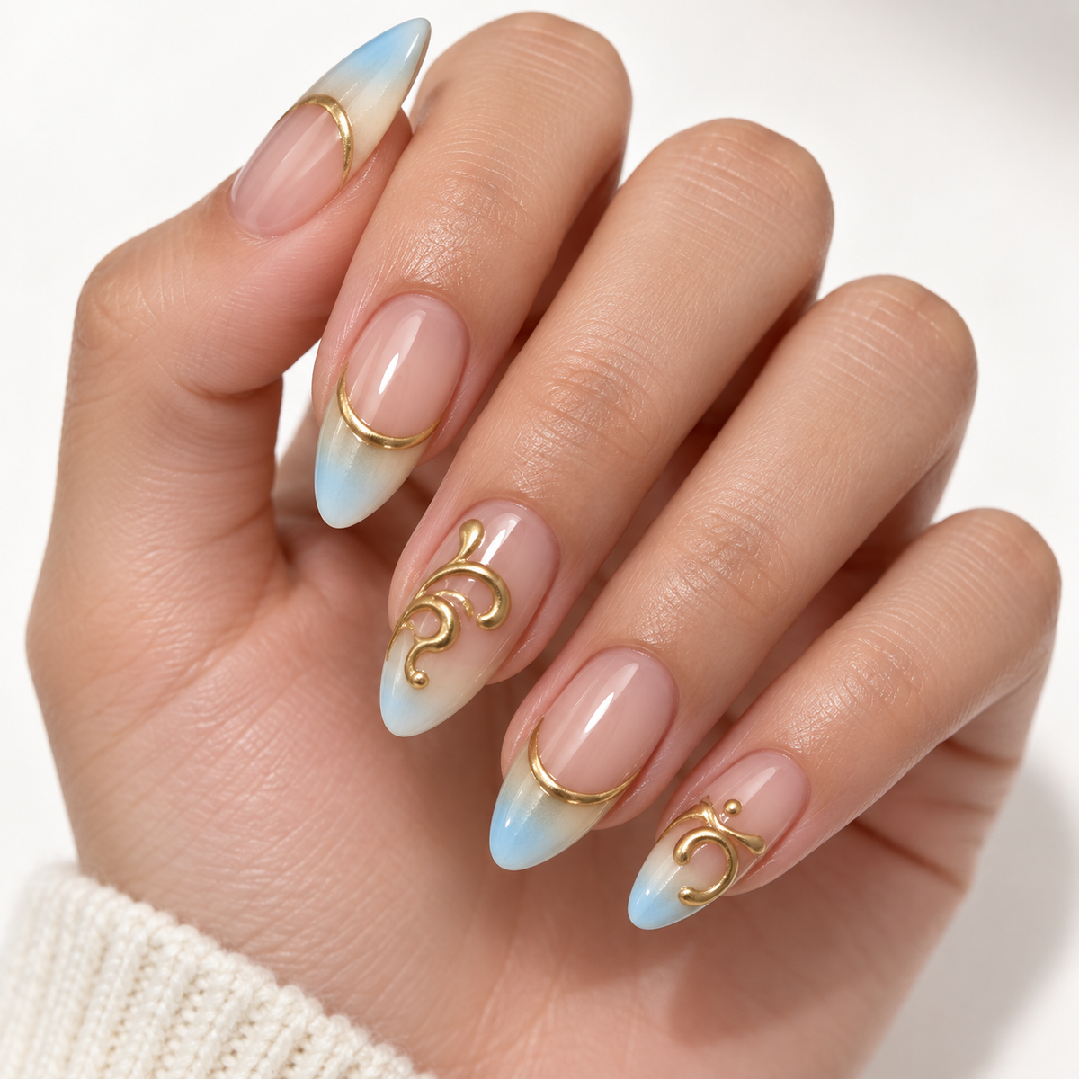 Milky Blue Gilded French Press On Nail Set · mproduct-20da3f97c5b31d8f79b0