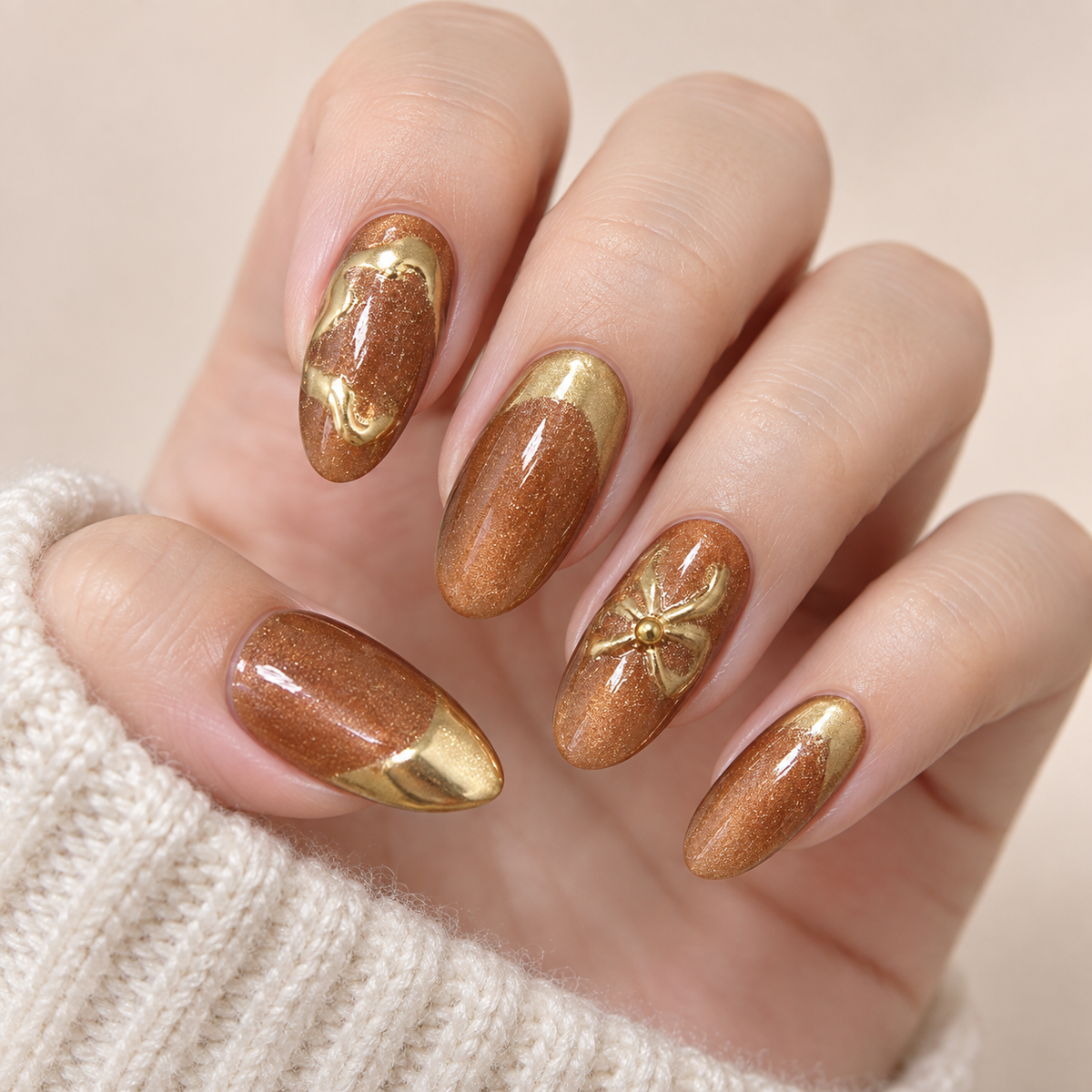 Gilded Phantom Cat Eye Bow Press On Nail Set · mproduct-2266c505cd1c872c53d3