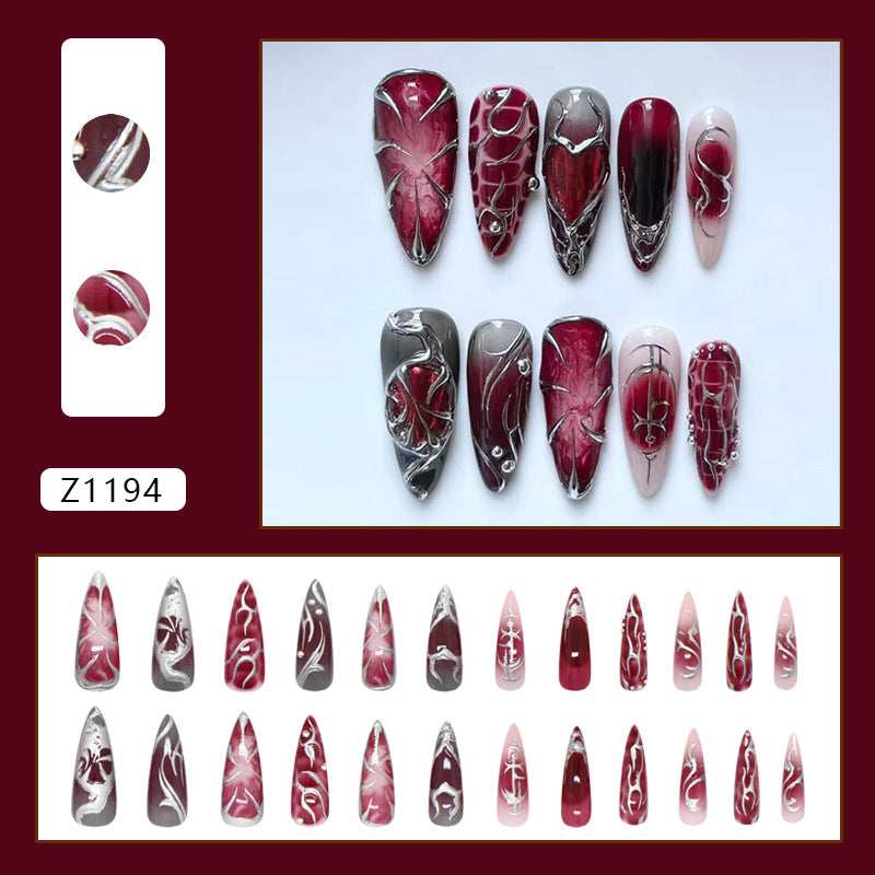 Dark Red Punk Press-On Nails · mproduct-23365a7894aa8409474b