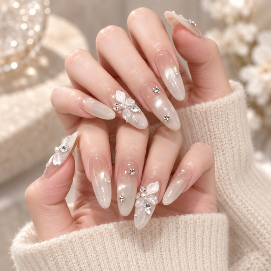 Iced Tea Pear Blossom Cat Eye Press On Nail Set · mproduct-24c00bce562cf93d48f8