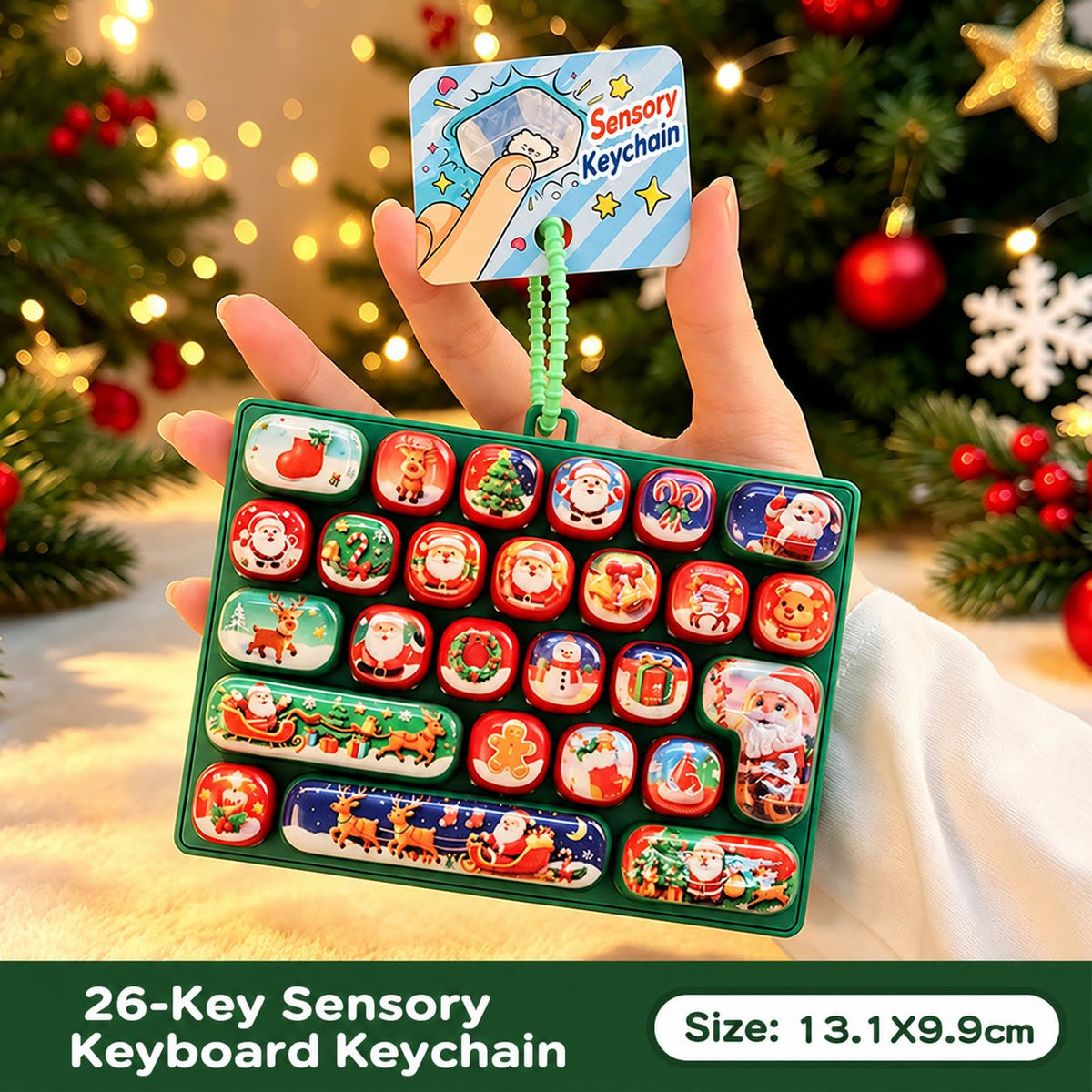 Christmas 26 Key Sensory Keyboard Keychain Red and Green · mproduct-258a2561b65087dc1a3c