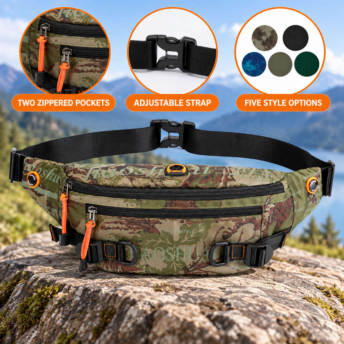 Outdoor Waist Bag with Zipper Pockets · mproduct-26d29da3b58cda229096