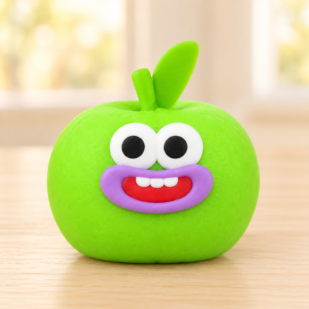Green Apple Crunchy Squishy Toy with a Stem and a Funny Face · mproduct-2c0967b8808e7d8c9d50